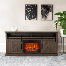 Carregar imagem no visualizador da galeria, 68" Farmhouse TV Stand with 23" Insert Opening Electric Fireplace