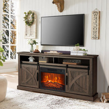 Carregar imagem no visualizador da galeria, 68" Farmhouse TV Stand with 23" Insert Opening Electric Fireplace