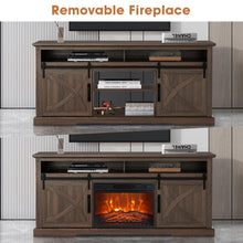 Carregar imagem no visualizador da galeria, 68" Farmhouse TV Stand with 23" Insert Opening Electric Fireplace