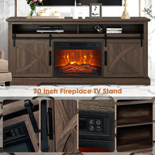 Carregar imagem no visualizador da galeria, 68" Farmhouse TV Stand with 23" Insert Opening Electric Fireplace