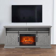 Carregar imagem no visualizador da galeria, 68" Farmhouse TV Stand with 23" Insert Opening Electric Fireplace
