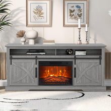 Carregar imagem no visualizador da galeria, 68" Farmhouse TV Stand with 23" Insert Opening Electric Fireplace