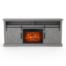 Carregar imagem no visualizador da galeria, 68" Farmhouse TV Stand with 23" Insert Opening Electric Fireplace