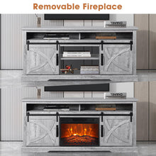 Carregar imagem no visualizador da galeria, 68" Farmhouse TV Stand with 23" Insert Opening Electric Fireplace