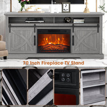 Carregar imagem no visualizador da galeria, 68" Farmhouse TV Stand with 23" Insert Opening Electric Fireplace