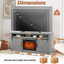 Carregar imagem no visualizador da galeria, 68" Farmhouse TV Stand with 23" Insert Opening Electric Fireplace