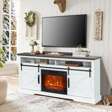 Carregar imagem no visualizador da galeria, 68" Farmhouse TV Stand with 23" Insert Opening Electric Fireplace
