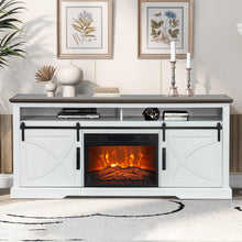 Carregar imagem no visualizador da galeria, 68" Farmhouse TV Stand with 23" Insert Opening Electric Fireplace