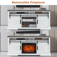 Carregar imagem no visualizador da galeria, 68" Farmhouse TV Stand with 23" Insert Opening Electric Fireplace
