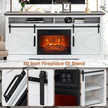 Carregar imagem no visualizador da galeria, 68" Farmhouse TV Stand with 23" Insert Opening Electric Fireplace