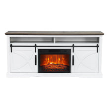 Carregar imagem no visualizador da galeria, 68" Farmhouse TV Stand with 23" Insert Opening Electric Fireplace