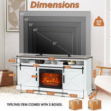 Carregar imagem no visualizador da galeria, 68" Farmhouse TV Stand with 23" Insert Opening Electric Fireplace