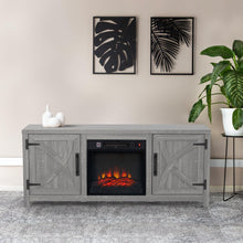 Carregar imagem no visualizador da galeria, 58" Farmhouse TV Stand with 18" Insert Electric Fireplace for Living Room