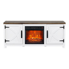 Carregar imagem no visualizador da galeria, 58" Farmhouse TV Stand with 18" Insert Electric Fireplace for Living Room