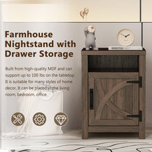Carregar imagem no visualizador da galeria, 18" Solid Wood Farmhouse Nightstand for Bedroom in Brown or Grey or White
