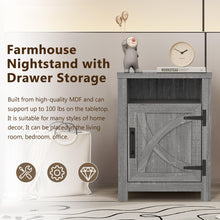 Carregar imagem no visualizador da galeria, 18" Solid Wood Farmhouse Nightstand for Bedroom in Brown or Grey or White