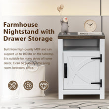Carregar imagem no visualizador da galeria, 18" Solid Wood Farmhouse Nightstand for Bedroom in Brown or Grey or White