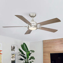 Carregar imagem no visualizador da galeria, 52" Tata Nagar Industrial Brush Nickel Downrod Mount Reversible Ceiling Fan with Lighting and Remote Control