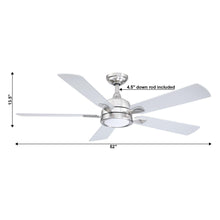 Carregar imagem no visualizador da galeria, 52" Tata Nagar Industrial Brush Nickel Downrod Mount Reversible Ceiling Fan with Lighting and Remote Control