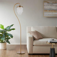 Carregar imagem no visualizador da galeria, 1-Light Golden Floor Lamp with Crystal Shade
