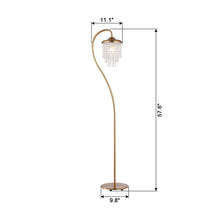 Carregar imagem no visualizador da galeria, 1-Light Golden Floor Lamp with Crystal Shade