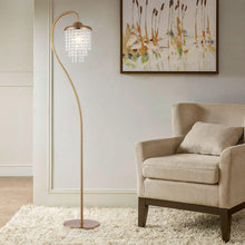 Carregar imagem no visualizador da galeria, 1-Light Golden Floor Lamp with Crystal Shade