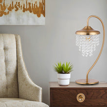 Carregar imagem no visualizador da galeria, 1-Light Golden Modern Table Lamp with Crystal Shade