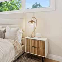 Carregar imagem no visualizador da galeria, 1-Light Golden Modern Table Lamp with Crystal Shade
