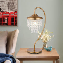 Carregar imagem no visualizador da galeria, 1-Light Golden Modern Table Lamp with Crystal Shade