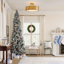 Carregar imagem no visualizador da galeria, 3-Light Vintage Golden LED Semi Flush Mount Light for Entrance, Closet, Kitchen