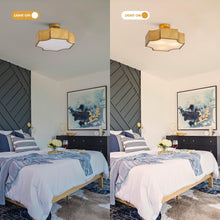 Carregar imagem no visualizador da galeria, 3-Light Vintage Golden LED Semi Flush Mount Light for Entrance, Closet, Kitchen