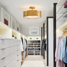 Carregar imagem no visualizador da galeria, 3-Light Vintage Golden LED Semi Flush Mount Light for Entrance, Closet, Kitchen