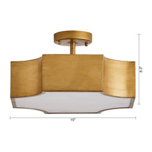 Carregar imagem no visualizador da galeria, 3-Light Vintage Golden LED Semi Flush Mount Light for Entrance, Closet, Kitchen