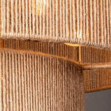 Load image into Gallery viewer, Bohemian Antique Gold 6-Light Drum Downrod Mount with Natural Rope Shade