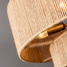 Load image into Gallery viewer, Bohemian Antique Gold 6-Light Drum Downrod Mount with Natural Rope Shade