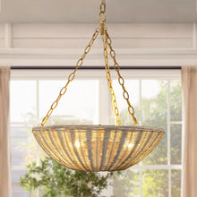 Carregar imagem no visualizador da galeria, Farmhouse 3-Light Rattan Island Pendant Lighting in Bowl Shape