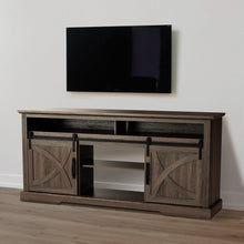 Carregar imagem no visualizador da galeria, 68" Farmhouse TV Stand with Double Sliding Barn Doors for Living Room