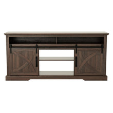 Carregar imagem no visualizador da galeria, 68" Farmhouse TV Stand with Double Sliding Barn Doors for Living Room