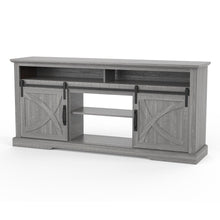 Carregar imagem no visualizador da galeria, 68" Farmhouse TV Stand with Double Sliding Barn Doors for Living Room