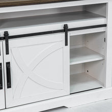 Carregar imagem no visualizador da galeria, 68" Farmhouse TV Stand with Double Sliding Barn Doors for Living Room