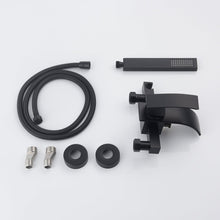 Cargar imagen en el visor de la galería, Matte Black Waterfall Wall-mount Bath Tub Filler Faucet with Handheld Shower
