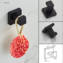Cargar imagen en el visor de la galería, Luxurious 4-Piece Stainless Square Matte Black Bathroom Hardware Set: Towel Bar, Towel Ring, Toilet Paper Holder, Robe Hook, and Tower Holder - Wall Mounted