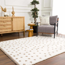 Cargar imagen en el visor de la galería, Chaia Dotted Cream & Brown Plush Rug