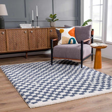 Load image into Gallery viewer, Kieu Blue & White Checkered Area Rug
