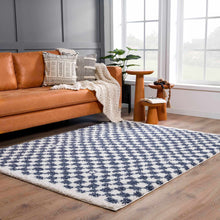 Load image into Gallery viewer, Kieu Blue & White Checkered Area Rug