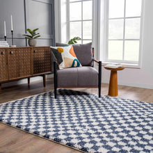 Load image into Gallery viewer, Kieu Blue & White Checkered Area Rug