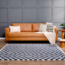 Load image into Gallery viewer, Kieu Blue & White Checkered Area Rug