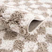 Load image into Gallery viewer, Kieu Taupe Checkered Shag Rug