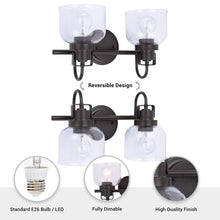 Carregar imagem no visualizador da galeria, Brighton 2-Light Dark Bronze Dimmable Bathroom Vanity Light