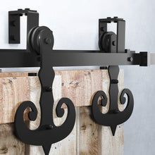 Load image into Gallery viewer, Double Track U-Shape Bypass Sliding Barn Door Hardware Kit - Mustache Design Roller